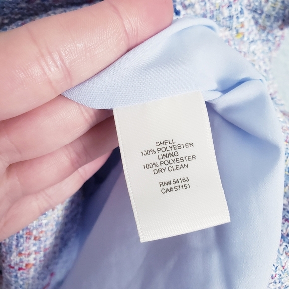 Eliza J Blue Tweed Fringe Cap Sleeve Dress - Picture 6 of 11